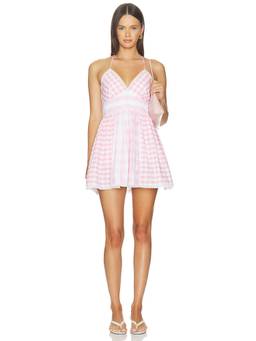 LoveShackFancy - Arletta Women's Gingham Sleeveless Poplin Mini Dress Pink