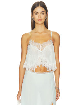 LoveShackFancy - Elysia Women's Lace Trim Sleeveless Crop Top Green