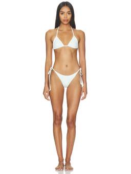 LoveShackFancy - Harbor Women's Unpadded Halter Tie-Up Bikini Set Celadon Drift