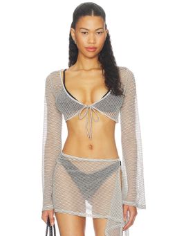 lovewave - Moscato Women's Sheer Tie-Up Knit Bikini Top White
