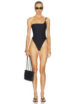 lovewave - Alejandro Women's One Shoulder Cut-Out One Piece Swimsuit Black