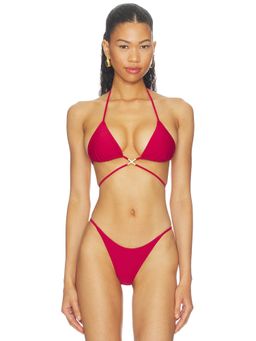 lovewave - Roxanna Women's Unpadded Halter Neck Bikini Top Wine