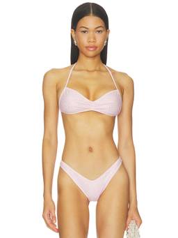 lovewave - Renee Women's Crystal Embellished Halter Bikini Top Pink