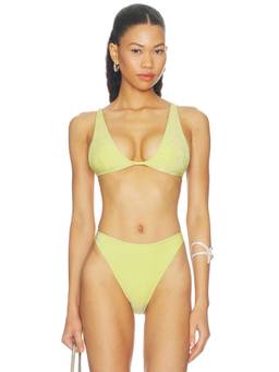 lovewave - Metallic Women's Unpadded Hook Closure Bikini Top Green