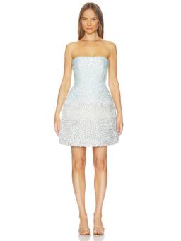 La Fuori - Mystical Garden Women's Strapless Sequin Mini Dress Blue