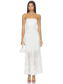 La Fuori - Ballet Rose Women's Strapless Sequined Lace Midi Dress White