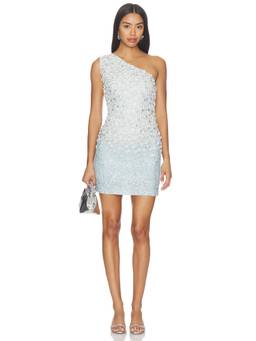 La Fuori - Ice Flower Women's One-Shoulder Embellished Mini Dress Blue