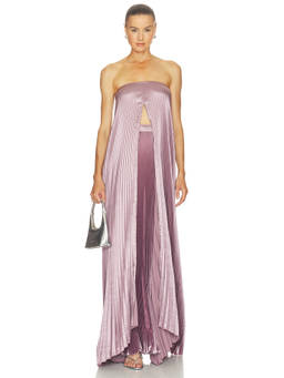 L'IDEE - Marmont Women's Pleated Strapless Satin Top Rosewood
