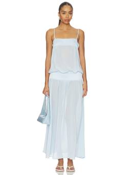 LIONESS - Gracia Women's Sleeveless Open Back Maxi Dress Pale Blue