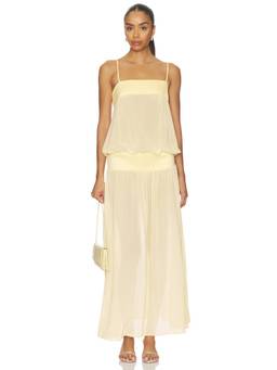 LIONESS - Gracia Women's Sleeveless Open Back Maxi Dress Yellow