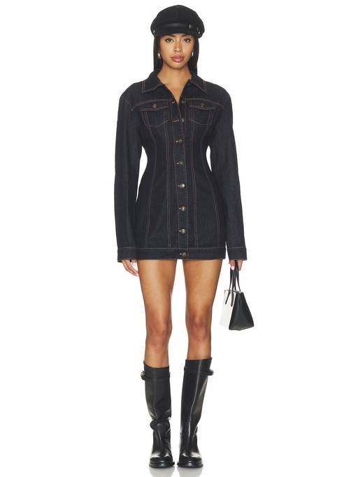 lioness denim dress Buy Rider Women's Button-Front Shirt Mini Indigo (L) Online Flap front pockets loveshack Size:3-Medium Airrobe Women's Belted Pinstripe Cotton
