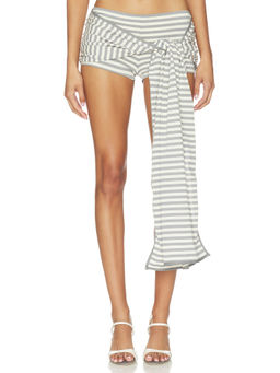 LIONESS - Bloom Women's Striped Tie-Up Mini Skort Grey