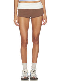 LIONESS - Leisure Women's Stretch Cotton Blend Pull-On Shorts Brown