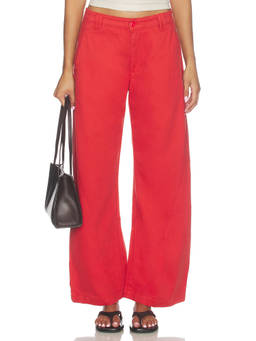 LIONESS - Rigid Denim Women's Wide Jeans Red