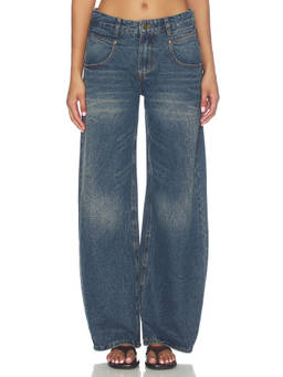 LIONESS - Serenity Women's Wide Straight-Leg Jeans Dark Denim