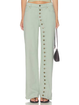 LIONESS - Asymmetric Women's Button Fly Straight Jeans Khaki