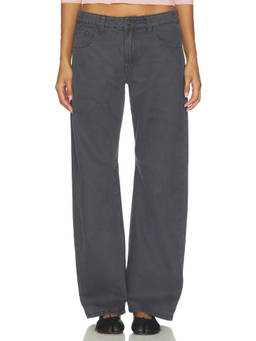 LIONESS - Rigid Denim Women's Mid-Waist Straight Jeans Petrol