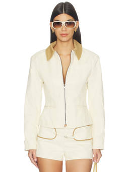 LIONESS - Soho Women's Zippered Twill Jacket Cream