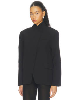 LIONESS - Trophy Club Women's Tailored Padded Shoulder Blazer Black