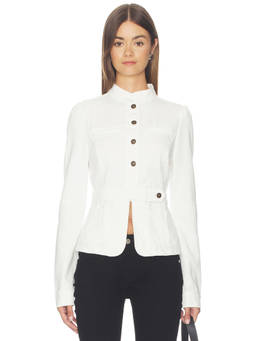 LIONESS - Brooklyn Women's Button Front Denim Jacket Porcelain