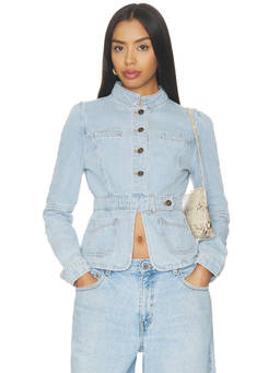 LIONESS - Brooklyn Women's Belted Denim Jacket Blue