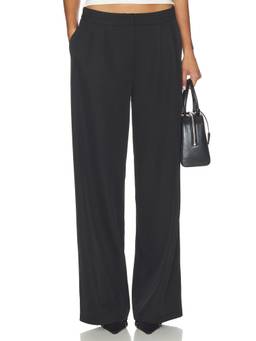 LIONESS - Courtside Women's Wide-Leg Pintuck Palazzo Pants Black
