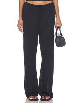 LIONESS - Women's Drawstring Wide-Leg Palazzo Pants Black