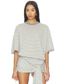 LIONESS - Bloom Women's Striped Crew Neck Short Sleeve T-Shirt Grey
