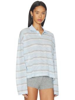 LIONESS - Rebels Women's Striped V-Neck Jersey Top Blue