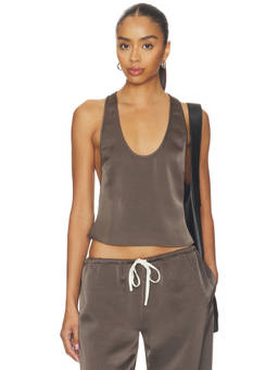 LIONESS - Bare Women's Sleeveless Racer Back Cami Top Brown