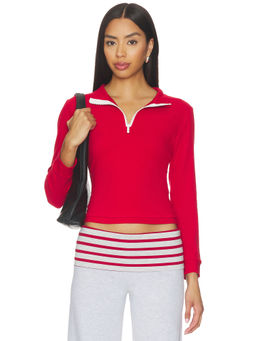 LIONESS - Mile High Women's Quarter Zip Full Sleeves Top Red