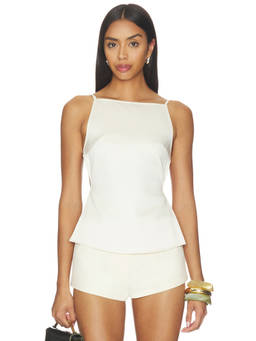 LIONESS - Camille Women's Backless Satin Top Ivory