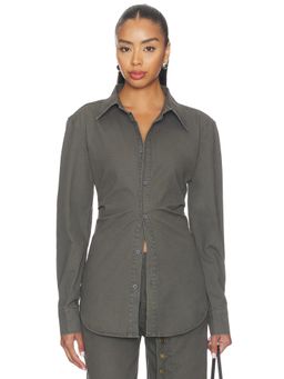 LIONESS - Naomi Women's Twill Button-Up Shirt Moss