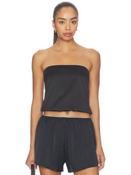 LIONESS - Muse Women's Strapless Satin Crop Top Black