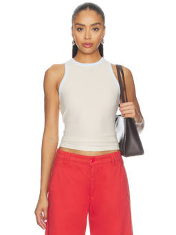 LIONESS - Bond Women's Sleeveless Textured Knit Tank Top Cream