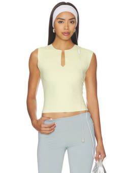 LIONESS - Tribeca Women's Sleeveless Keyhole Neck Crop Top Yellow