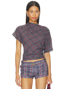 LIONESS - Halcyon Women's Asymmetrical Ruffled Top Green