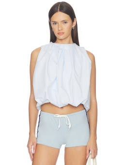 LIONESS - Beverly Women's Sleeveless Bubble Crop Top Soft Blue