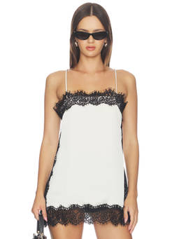 LIONESS - Sweetheart Women's Lace Trim Satin Chemise Cloud