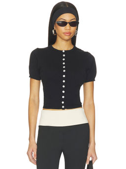 LIONESS - Angel Women's Ribbed Button-Down Crop Top Black