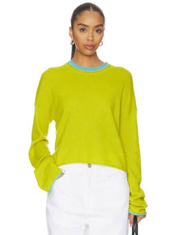 La Ligne - Dominick Women's Faux-Layered Crew Neck Pullover Sweater Green