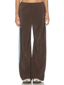 La Ligne - Side Stripe Women's Pull-On Wide-Leg Palazzo Pants Brown
