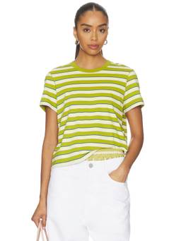 La Ligne - Women's Striped Crew Neck Cotton Tee Pistachio Multi
