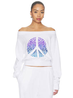 Lauren Moshi - Bronwyn Women's Off-Shoulder Graphic Sweatshirt White