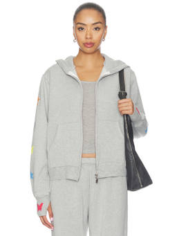 Lauren Moshi - Leann Women's Zip-Up Hooded Fleece Hoodie Heather Grey