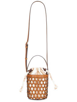 Loeffler Randall - Laith Stripe Canvas & Beads Bucket Bag Butter & Brown