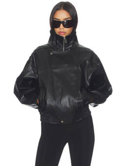 Lisa Says Gah - Frankle Women's Faux Leather Zippered Biker Jacket Black
