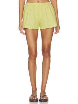 LESET - Yoshi Stripe Women's Pull-On Poplin Shorts Yellow