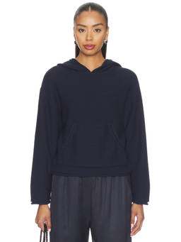 LESET - Mae Women's Waffle Knit Hooded Pullover Hoodie Midnight
