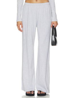LESET - Nando Women's Soft Cotton Jersey Lounge Pant Light Grey Melange
